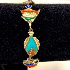 Vintage Colorful Fish Bracelet .925